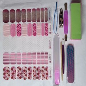 Jamberry Bundle 5 Half Sheets Nail Wraps with 8 Piece Manicure Tool Set